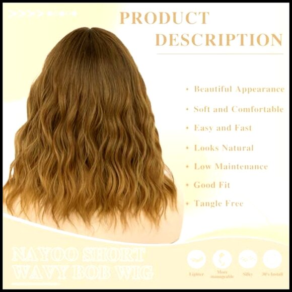 Synthetic Bob Wig with Bangs Shoulder Length Heat Resistant Glueless main image 5